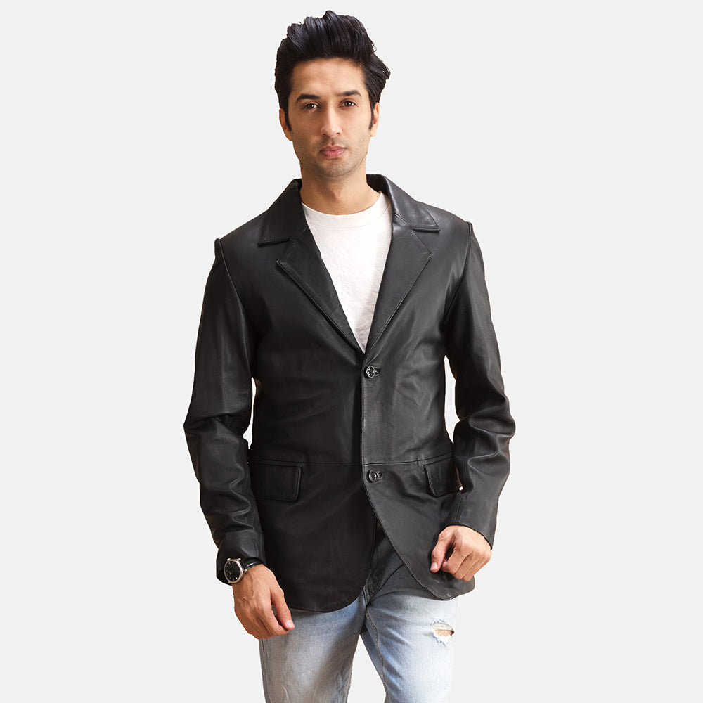 Alyson Black Leather Blazer - image 1