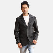 Alyson Black Leather Blazer - image 1