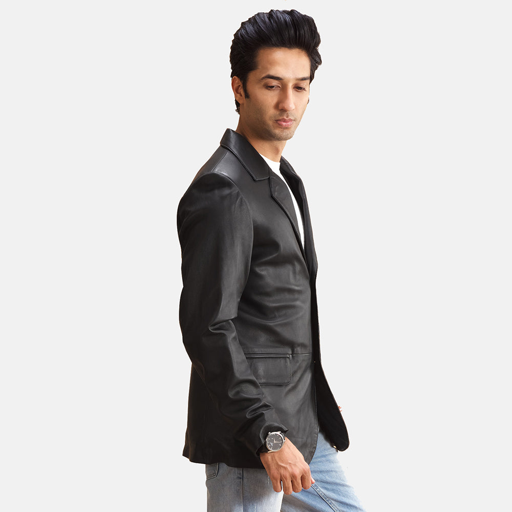 Alyson Black Leather Blazer - image 2
