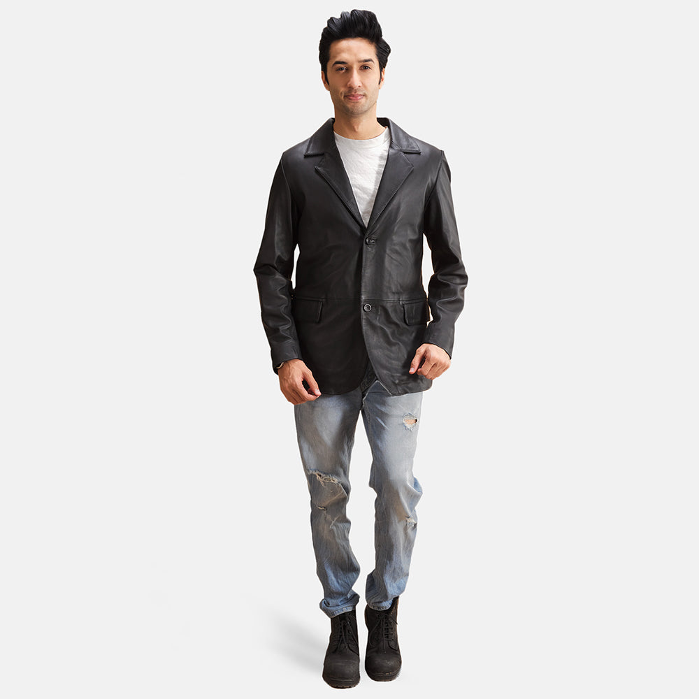 Alyson Black Leather Blazer - image 3