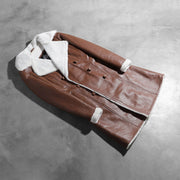 Amie Brown Double Breasted Shearling Coat - image 7