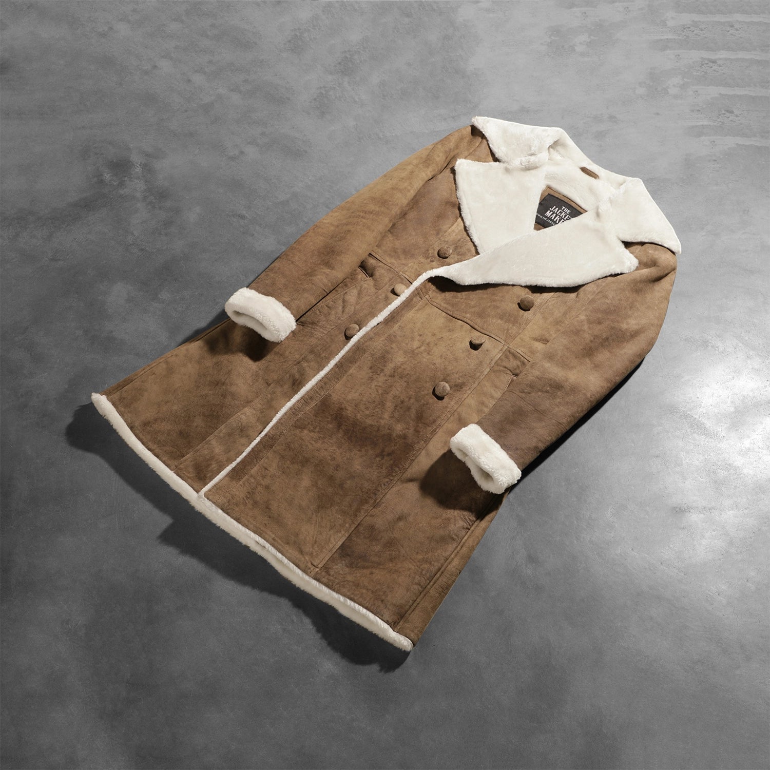 Amie Distressed Brown Double Breasted Shearling Coat - image 8