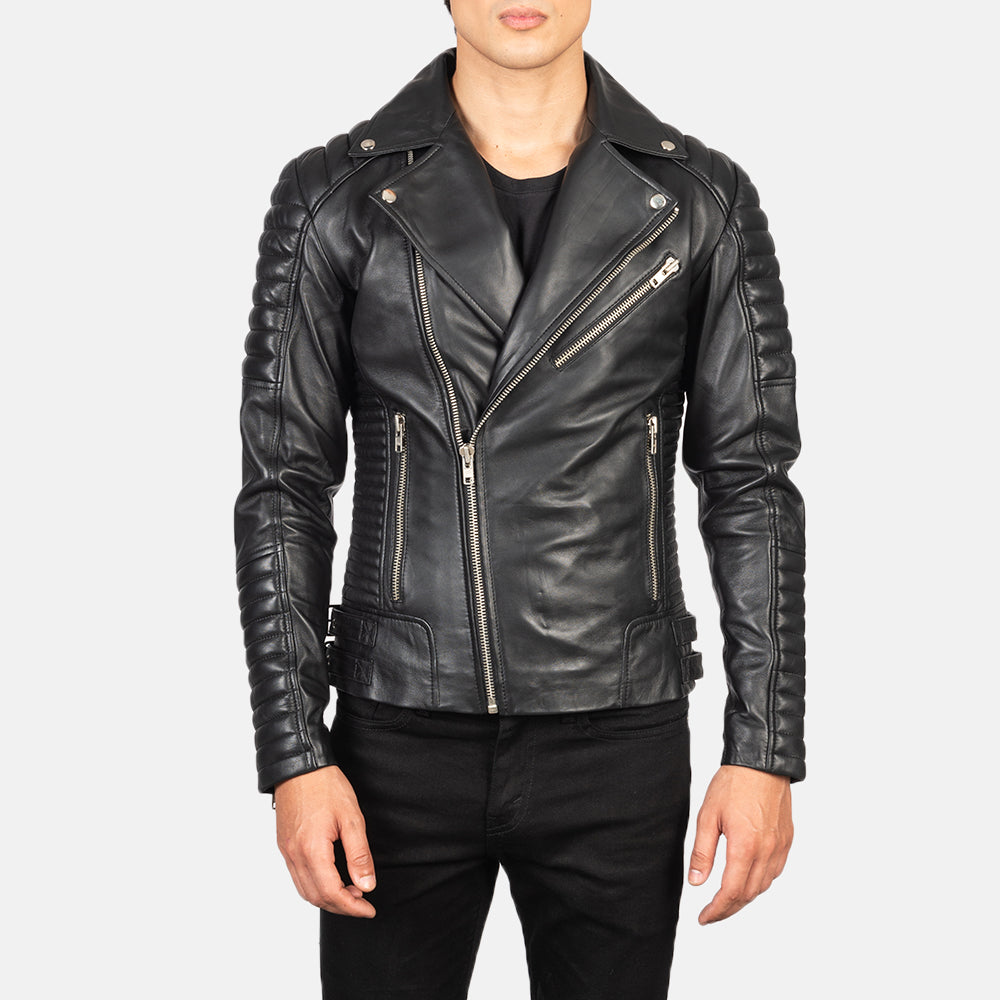 Men's Armand Green Suede Biker Jacket in Green Goatskin Suede - Front Profile View & Tailored Silhouette | Buy Online