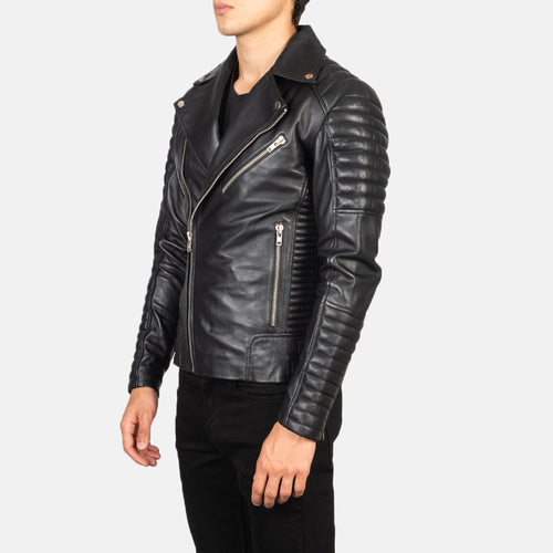 Armand Black Leather Biker Jacket - image 2