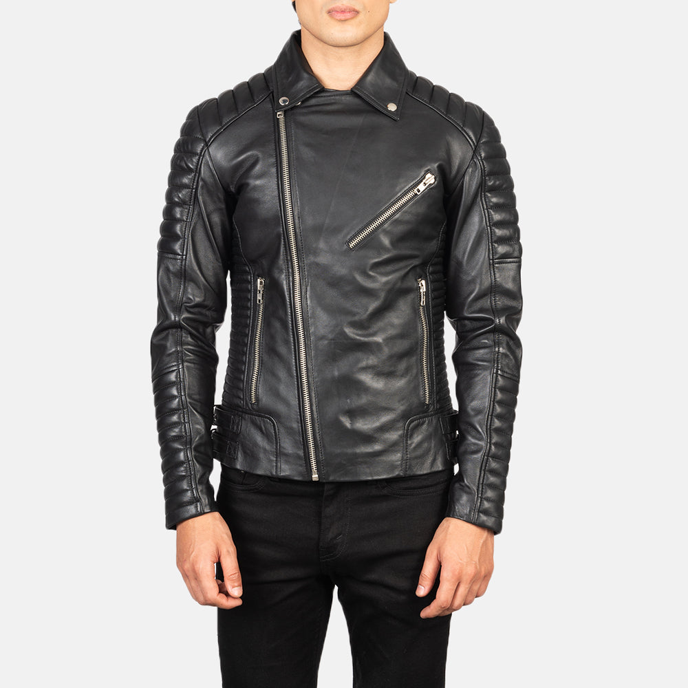Close-Up Detail of Notch & Zipper Hardware on Men's Armand Green Suede Biker Jacket