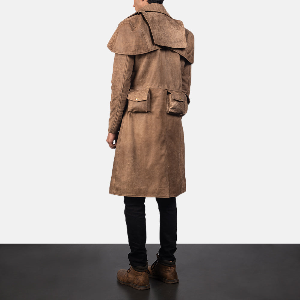 Army Brown Leather Duster - image 3