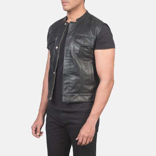 Atlas Moto Black Leather Vest - image 2