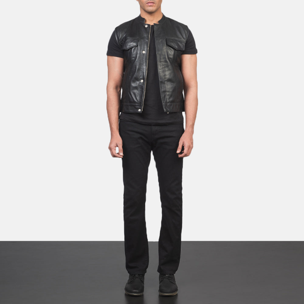 Atlas Moto Black Leather Vest - image 3