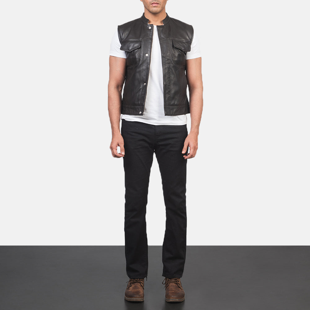 Atlas Moto Brown Leather Vest - image 3