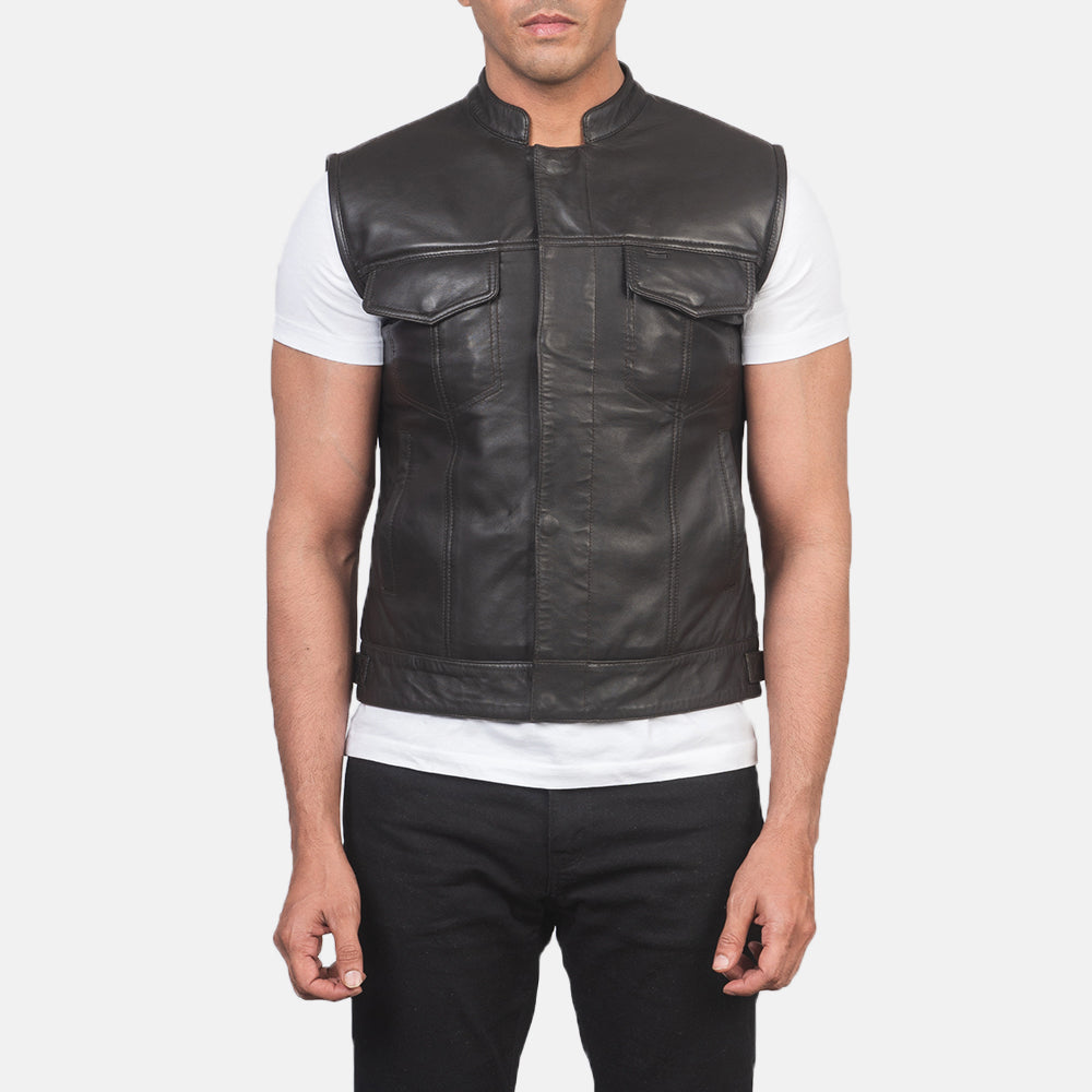 Atlas Moto Brown Leather Vest - image 4