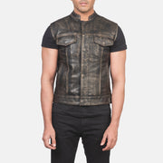 Atlas Moto Distressed Brown Leather Vest - image 4