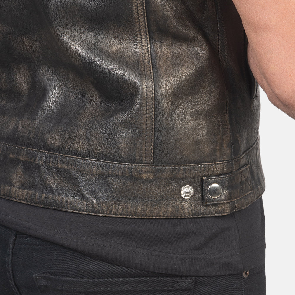 Atlas Moto Distressed Brown Leather Vest - image 6