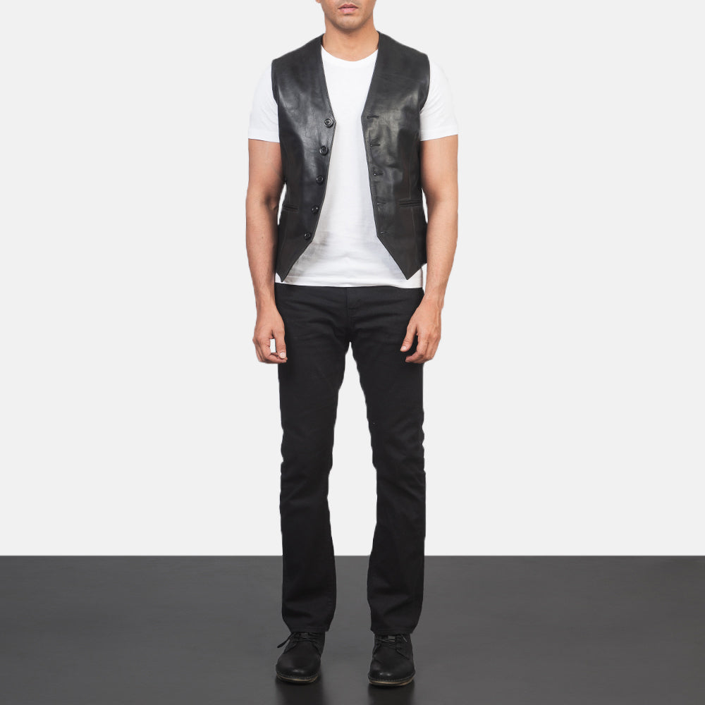 Auden Black Leather Vest - image 3