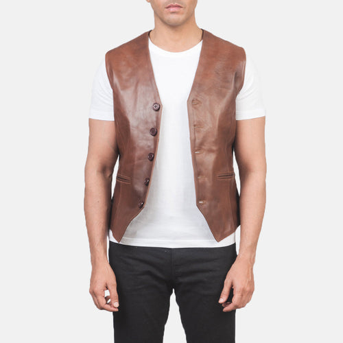 Auden Brown Leather Vest - image 1
