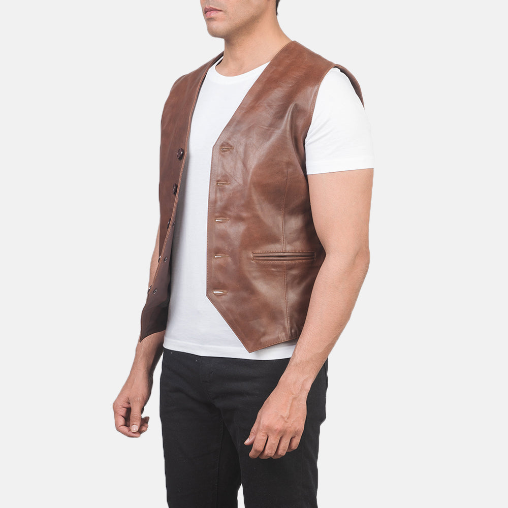 Auden Brown Leather Vest - image 2