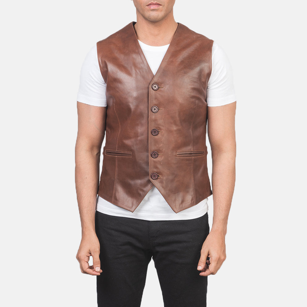 Auden Brown Leather Vest - image 4
