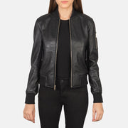 Ava Ma-1 Black Leather Bomber Jacket - image 1