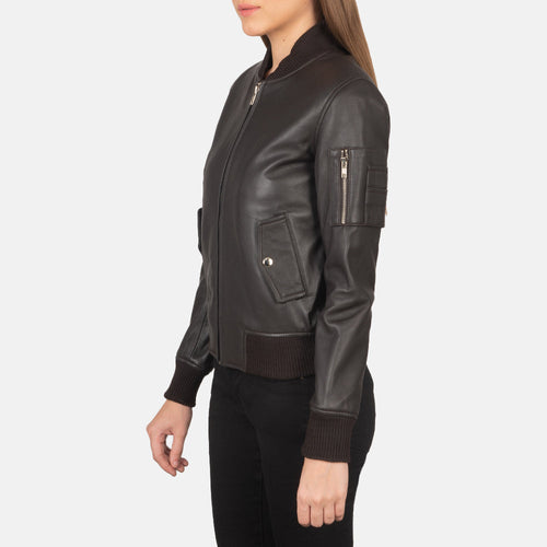 Ava Ma-1 Brown Leather Bomber Jacket - image 2