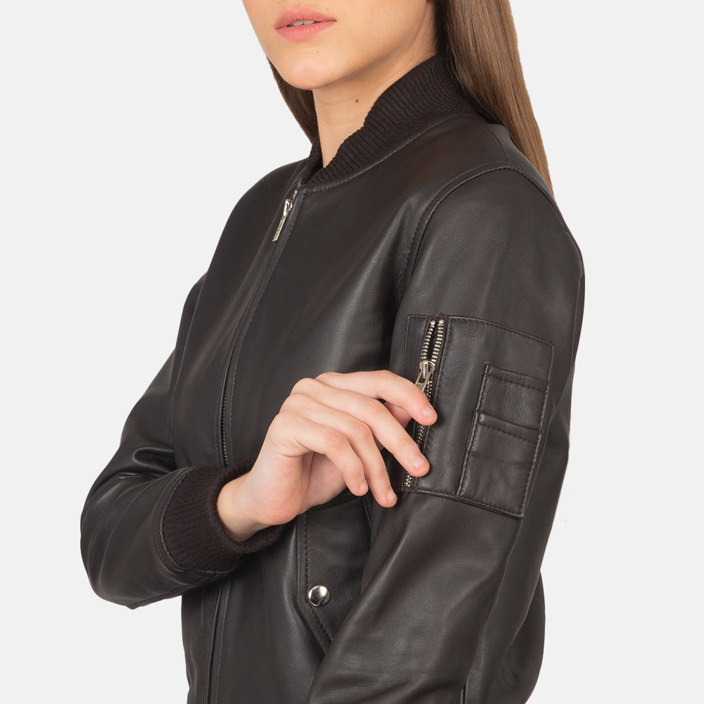 Ava Ma-1 Brown Leather Bomber Jacket - image 6