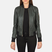 Ava Ma-1 Green Leather Bomber Jacket - image 1