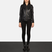 Bliss Black Leather Bomber Jacket - image 3