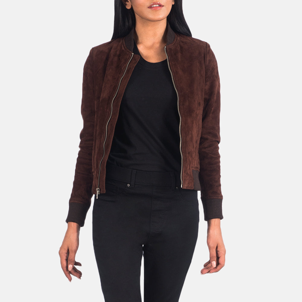 Bliss Brown Suede Bomber Jacket - image 1