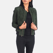 Bliss Green Suede Bomber Jacket - image 1