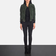 Bliss Green Suede Bomber Jacket - image 3