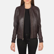 Bliss Maroon Leather Bomber Jacket - image 1