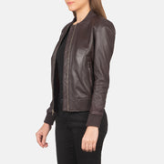 Bliss Maroon Leather Bomber Jacket - image 2
