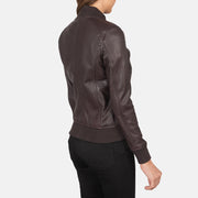 Bliss Maroon Leather Bomber Jacket - image 5