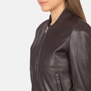 Bliss Maroon Leather Bomber Jacket - image 6