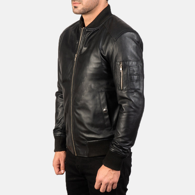 Bomia MA-1 Leather Bomber Jacket – alternate product view 2