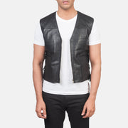 Brandon Black Leather Vest - image 1