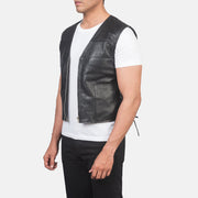 Brandon Black Leather Vest - image 2