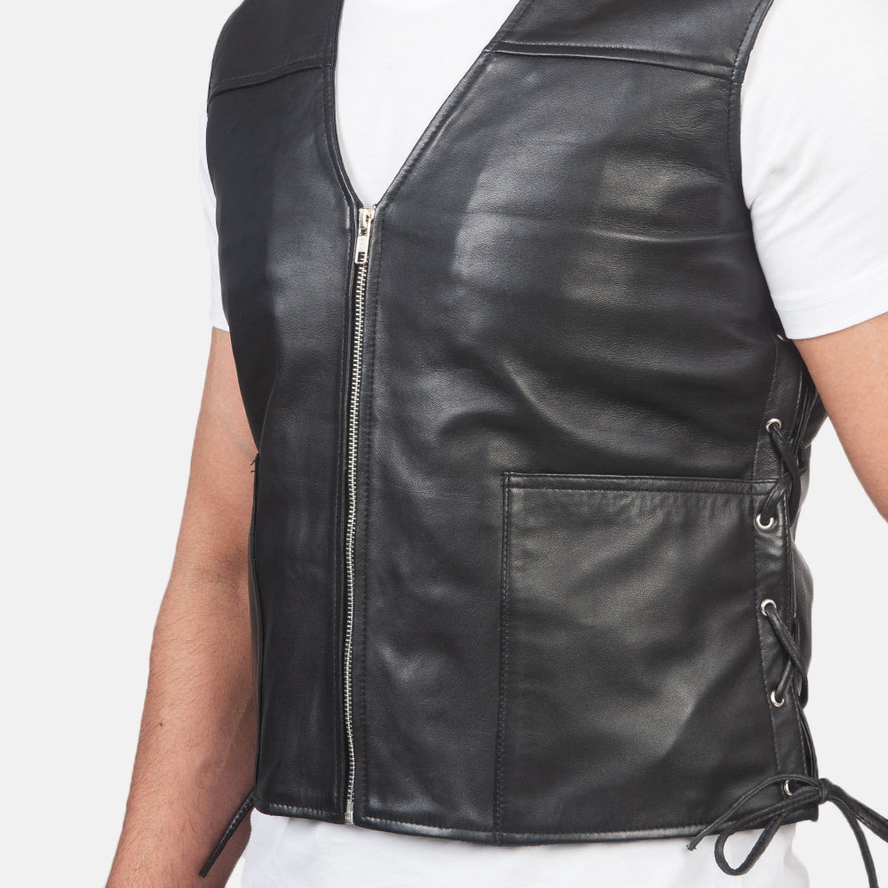 Brandon Black Leather Vest - image 6
