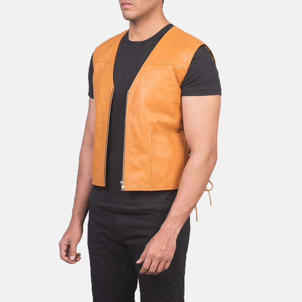 Brandon Tan Brown Leather Vest - image 2