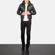 Bravado Brown Hooded Leather Bomber Jacket - image 3