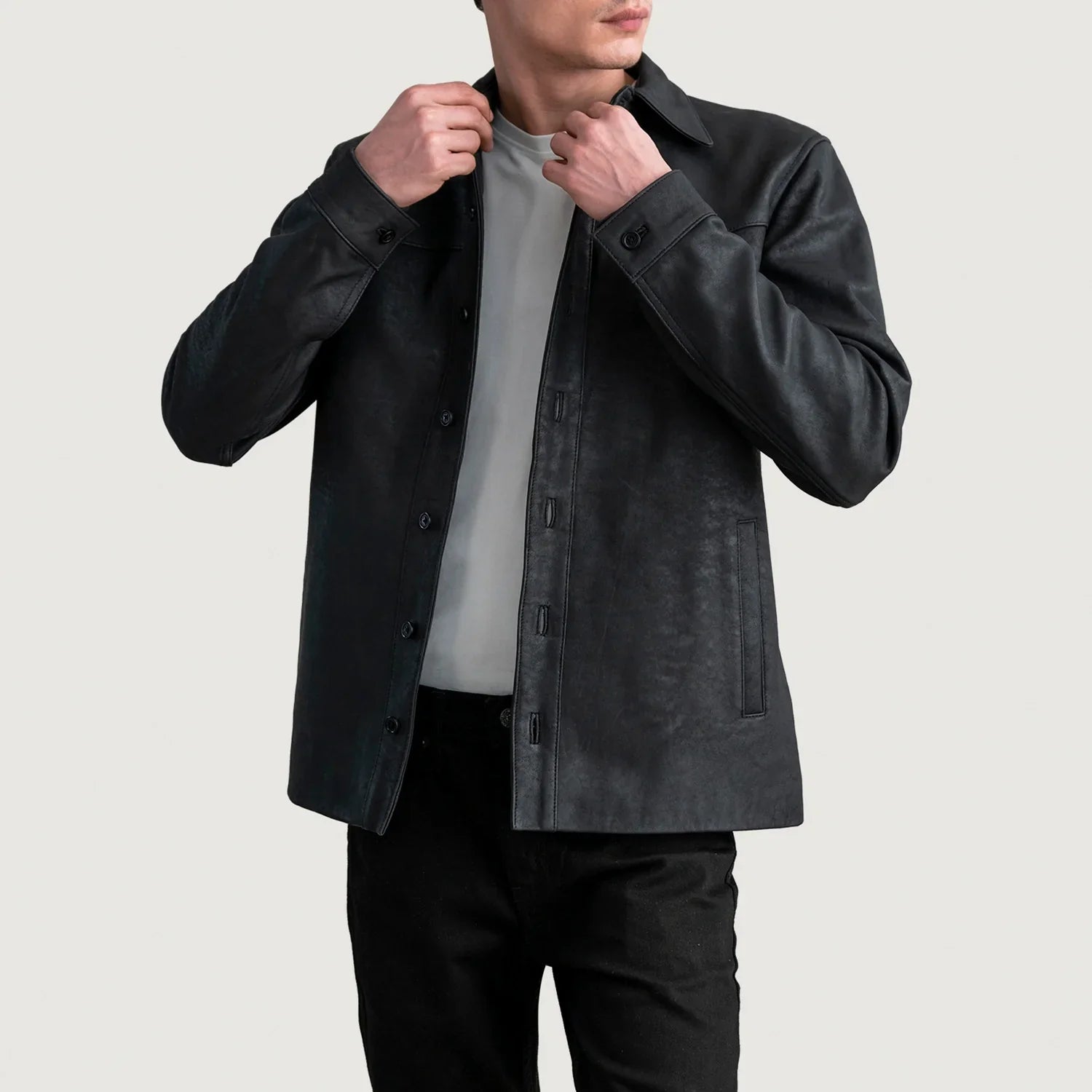 Bronco Tumbled Black Leather Shirt - image 1