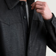 Bronco Tumbled Black Leather Shirt - image 5