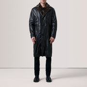 Cai Black Leather Shearling Coat - image 2