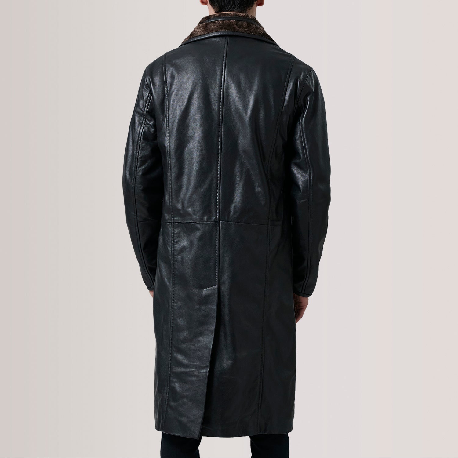 Cai Black Leather Shearling Coat - image 4