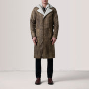 Cai Distressed Brown Leather Shearling Coat - image 2
