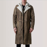 Cai Distressed Brown Leather Shearling Coat - image 5