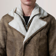 Cai Distressed Brown Leather Shearling Coat - image 6
