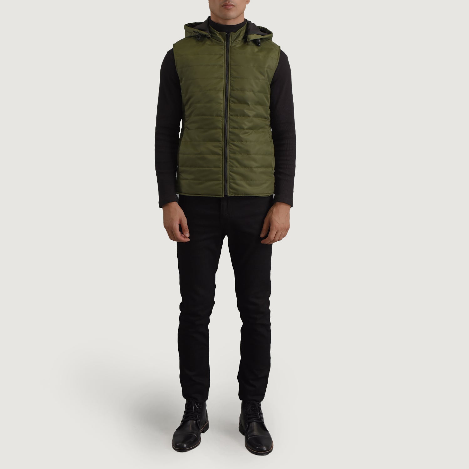 Carlo Green Hooded Puffer Vest - image 3