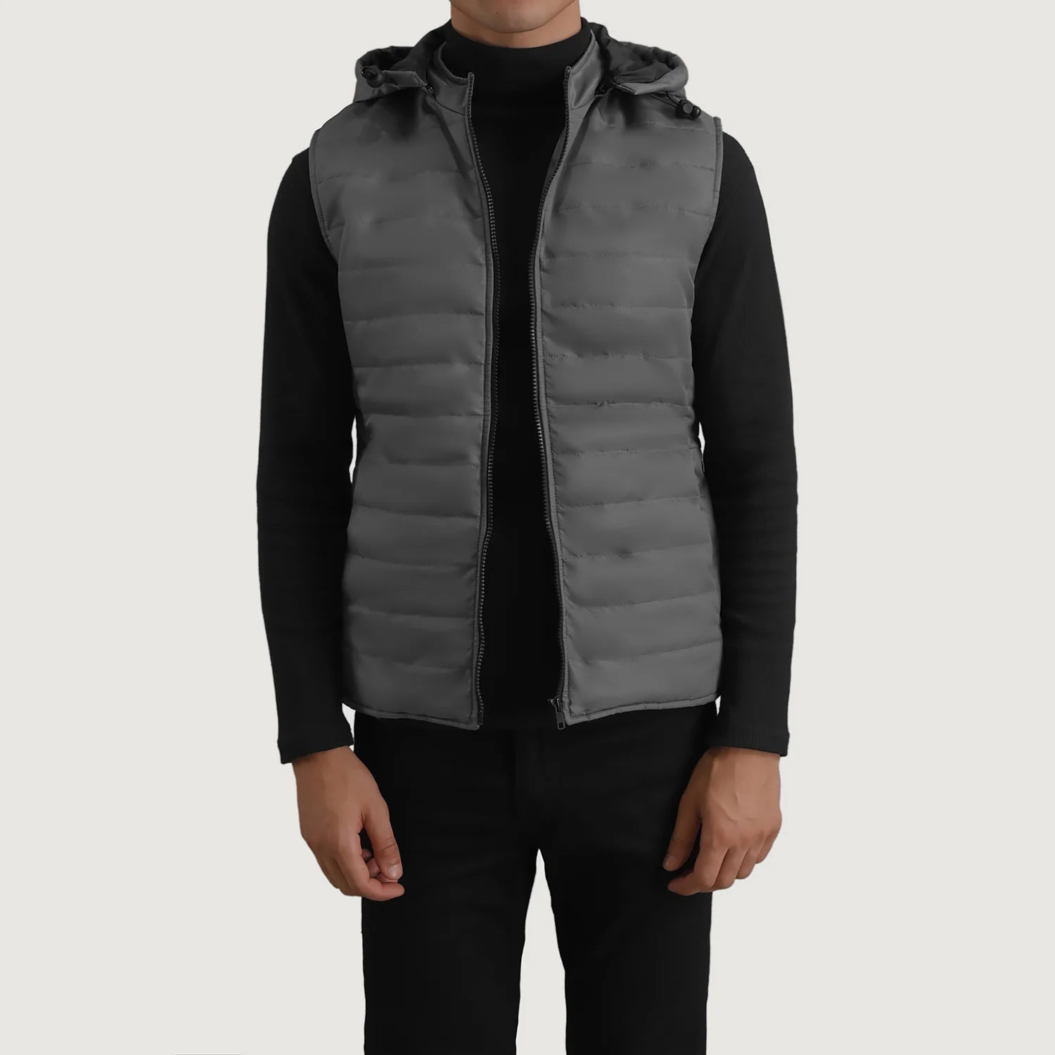 Carlo Grey Hooded Puffer Vest - image 1
