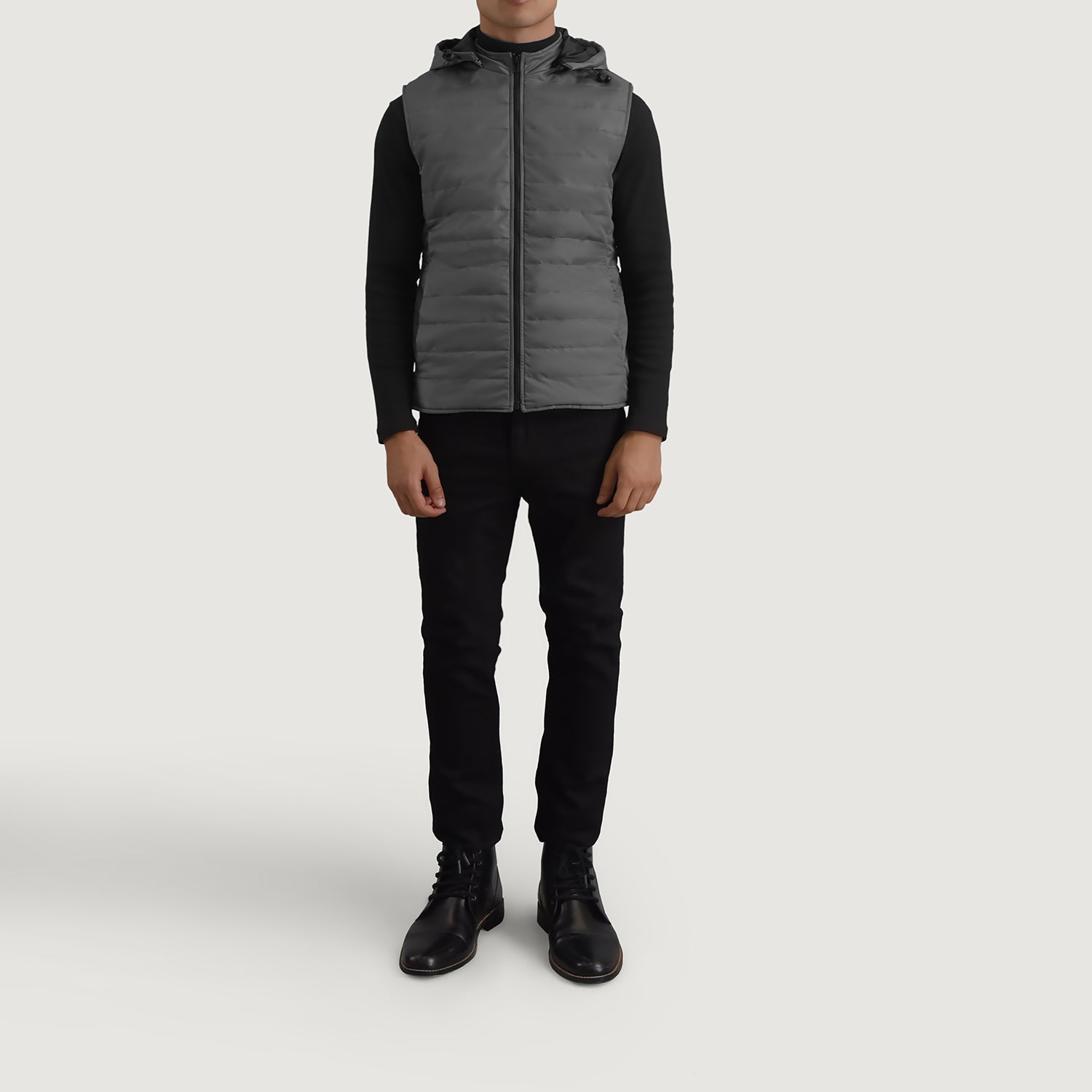 Carlo Grey Hooded Puffer Vest - image 3