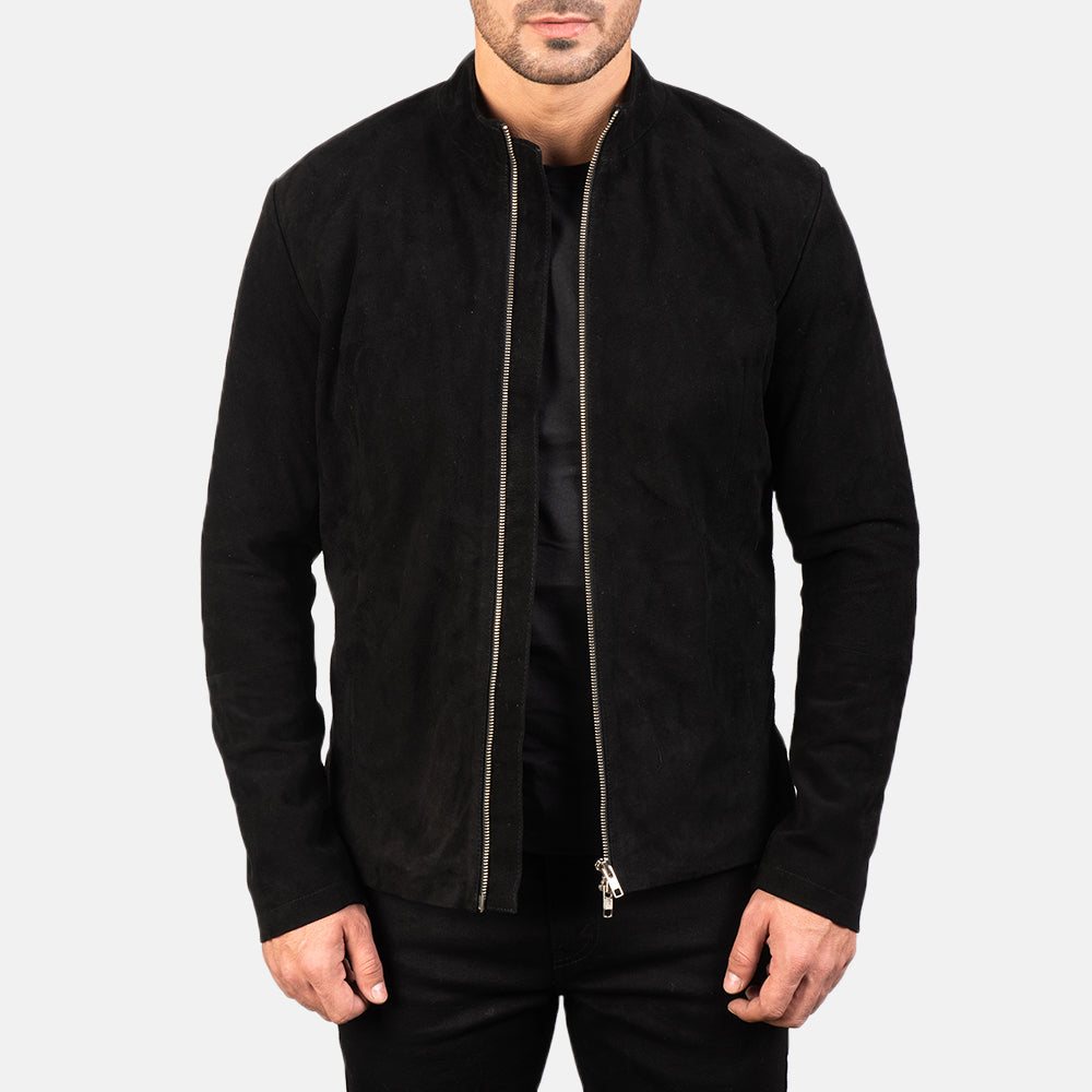 Charcoal Black Suede Biker Jacket - image 1