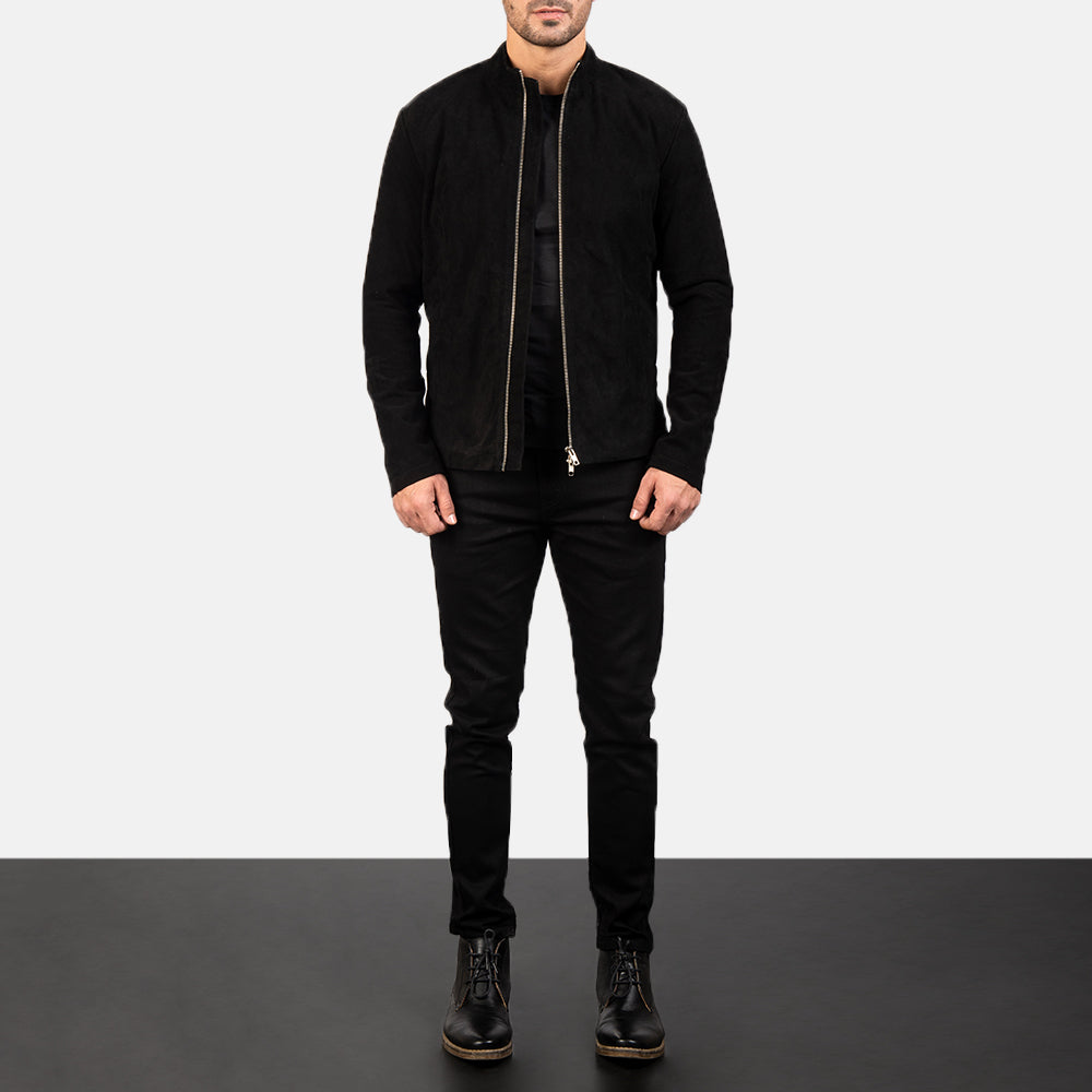 Charcoal Black Suede Biker Jacket - image 3